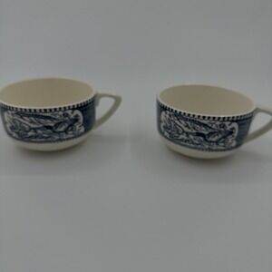 Vtg. 4 piece Royal China Currier & Ives Coffee/Tea Cup Horse Drawn Carriage